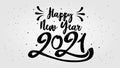 Happy New Year Typographical 2021. Retro Illustration With Lettering Composition And Burst. Holiday vintage festive label