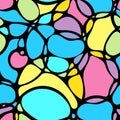 Seamless pattern with bubbles in CMYK colors on a black background Royalty Free Stock Photo