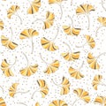 Seamless pattern with ginkgo biloba leaves and dots earthy colors Royalty Free Stock Photo