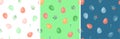 Set of multicolored seamless patterns for Happy Easter with egg and branch Royalty Free Stock Photo
