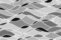 Wavy patchwork black and white seamless pattern