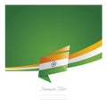 New abstract India flag ribbon origami green background vector