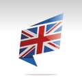 New abstract UK United Kingdom flag origami logo icon button label vector Royalty Free Stock Photo