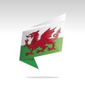 New abstract Wales flag origami logo icon button label vector