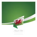 New abstract Wales flag ribbon origami green background vector Royalty Free Stock Photo