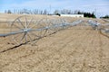 A new agricultural wheel line sprinkler Royalty Free Stock Photo