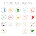 Colorful set of modern food allergens