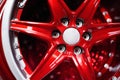 new alloy car wheel closeup, red color Royalty Free Stock Photo