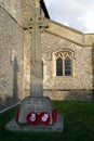 New Alresford, UK - Jan 28 2017: Celtic cross with poppy wreaths Royalty Free Stock Photo