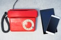 New and antique telephone devises Royalty Free Stock Photo