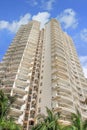 New apartment building against a blue sky, Sanya, Hainan Island, China