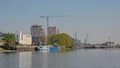 New apartment towers along the water in Dok Noord neighborhood, old docks of the harbor of Ghent Royalty Free Stock Photo