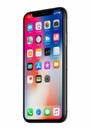 New Apple iPhone X front view slightly rotated isolated on white background