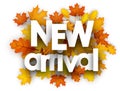 Autumn new arrival card with leaves.