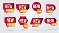 New arrival vector illustration collection labels shop products.Red promotion labels for arrivals shop section.Posters and banners Royalty Free Stock Photo