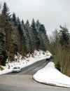 New asphalt auto road in Alsace mountains Royalty Free Stock Photo