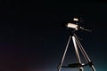 New astronomy telescope outdoors, space for text. Picturesque view of shiny stars at night Royalty Free Stock Photo