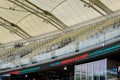 the interior of the new Athletics Stadium in Budapest. seating area view at an open house on the upper balcony