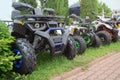 New ATVs stand in a row on the exhibition site Royalty Free Stock Photo