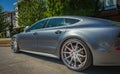 A new Audi RS 7. Grey satin audi sportscar outdoor