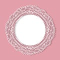 New baby born card. Vector circle lace frame.