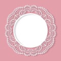 New baby born card. Vector circle lace frame.