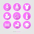 New baby girl logo set