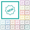 New badge outline flat color icons with quadrant frames Royalty Free Stock Photo