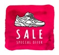 Sneaker sale special offer. Poster or banner