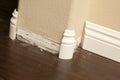 New Baseboard and Bull Nose Corners with Laminate Flooring Royalty Free Stock Photo