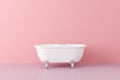 New bath tub in vintage style in empty pink room Royalty Free Stock Photo