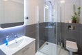 Bathroom interior with illuminated mirror Royalty Free Stock Photo