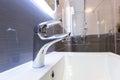 Bathroom interior with illuminated mirror Royalty Free Stock Photo
