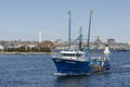 Commercial fishing boat Blue North leaving New Bedford