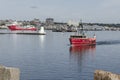 Commercial fishing boat Liberty nearing hurricane barrier as she heads out of New Bedford