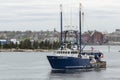 Commercial fishing vessel Lady Roslyn leaving New Bedford