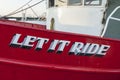 Commercial fishing boat Let It Ride docked in New Bedford Royalty Free Stock Photo