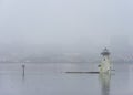 Fog enveloping New Bedford waterfront Royalty Free Stock Photo