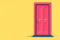 Pink Door on Yellow Wall New beginnings opportunity entry home access Simple colorful image