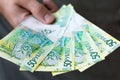 New belarusian roubles after denomination in hands
