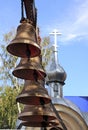 New bells on the background of the chapel in Penza, Russia