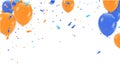 New Birthday celebration with colorful confetti.Color Glossy Balloons and ribbons/Happy greeting card Royalty Free Stock Photo