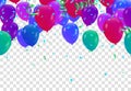 New Birthday celebration with colorful confetti.Color Glossy Balloons and ribbons/Happy greeting card Royalty Free Stock Photo