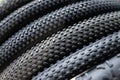 New black bicycle tires with different treads closeup