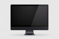 New black realistic 3d computer display isolated on transparent background. Vector realistic empty computer monitor, pc display Royalty Free Stock Photo