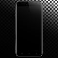 New black smartphone. Front view. Isolated on a transparancy background.
