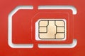 New red phone sim card close up