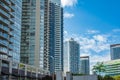 New block of modern apartments with balconies and blue sky in the background. View of an apartment complex in Surrey BC Royalty Free Stock Photo