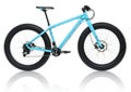 New blue bicycle with thick tires for snow ride isolated on a white Royalty Free Stock Photo
