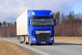New Blue DAF XF on the Road Royalty Free Stock Photo